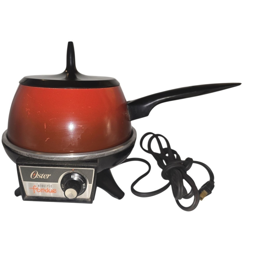 Vintage Oster Electric Fondue Pot Red Ombre Mid Century Kitchen tested